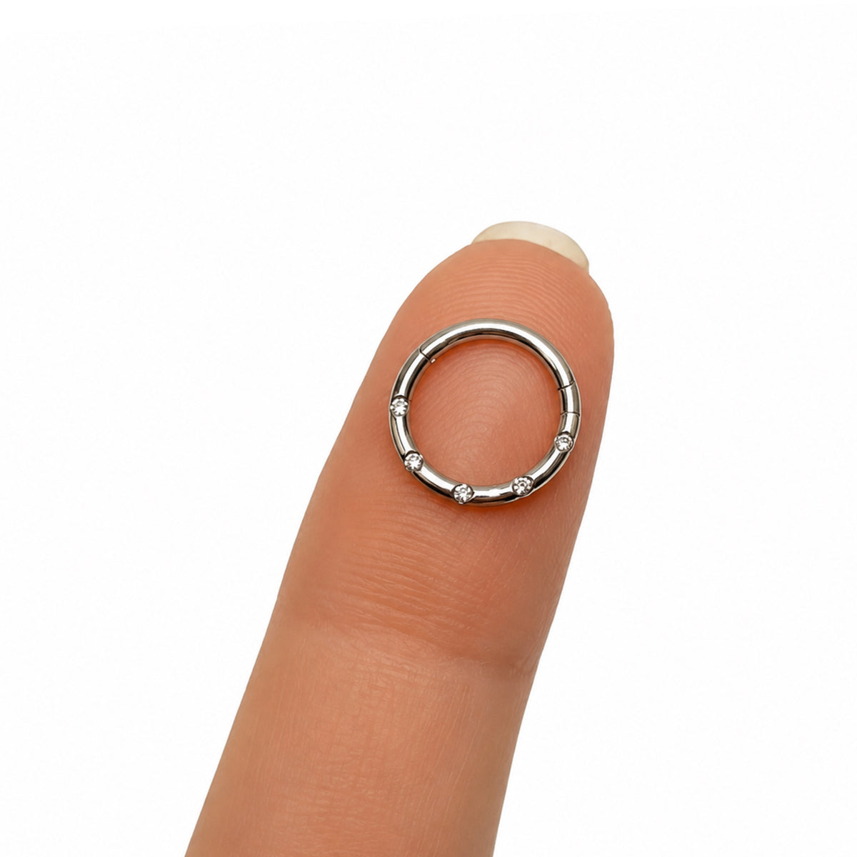 Clear CZ Clicker Hoop Ring