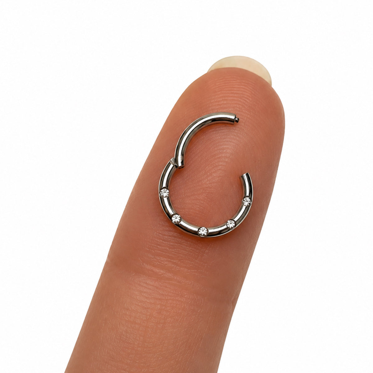Clear CZ Clicker Hoop Ring
