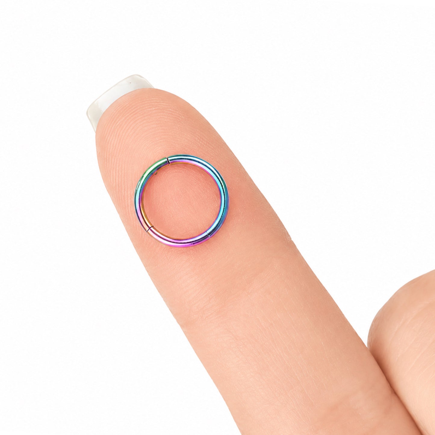 Rainbow Anodized Clicker Hoop Ring