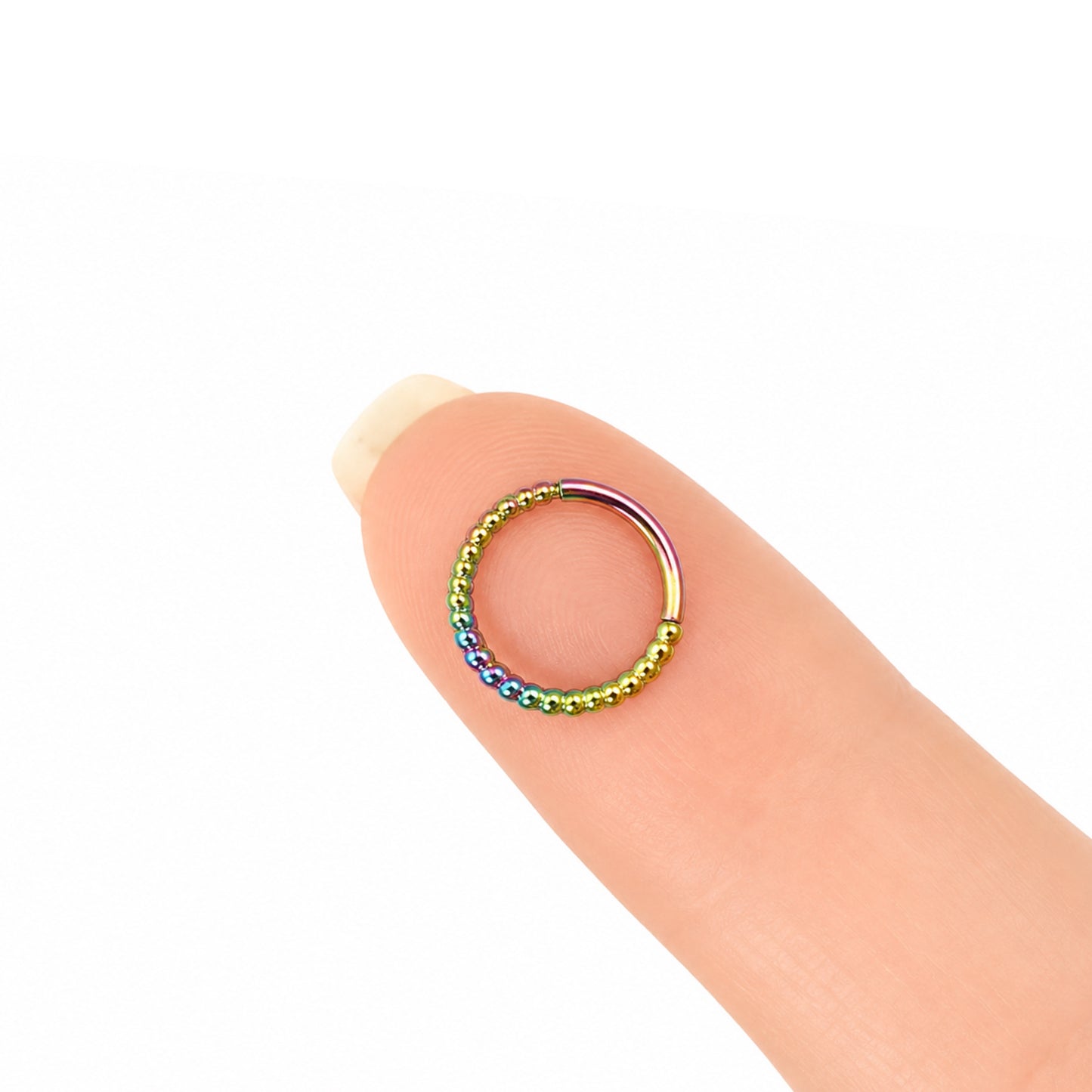 Rainbow Twisted Clicker Hoop Ring