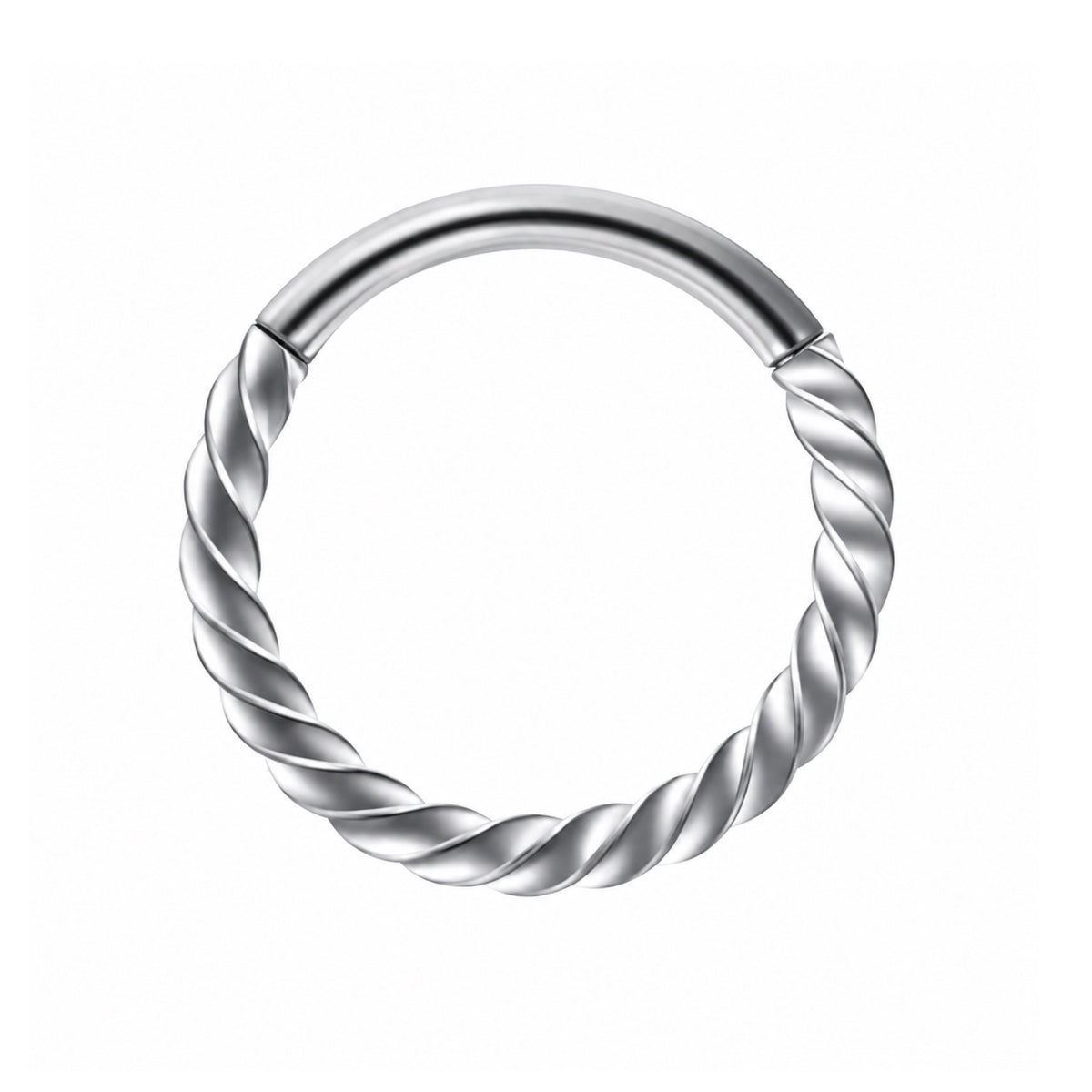 Silver Twisted Clicker Hoop Ring
