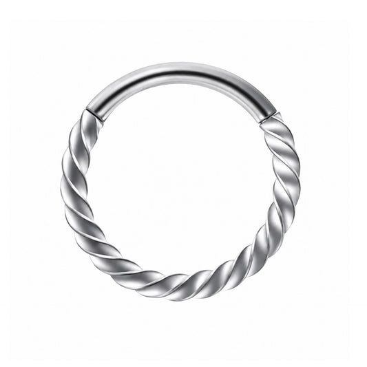 Silver Twisted Clicker Hoop Ring
