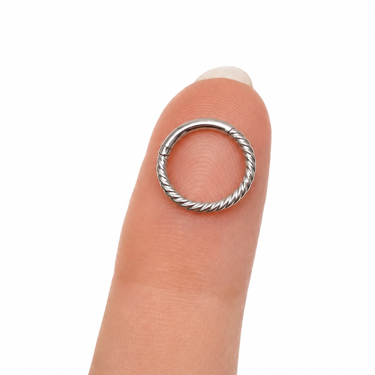 Silver Twisted Clicker Hoop Ring