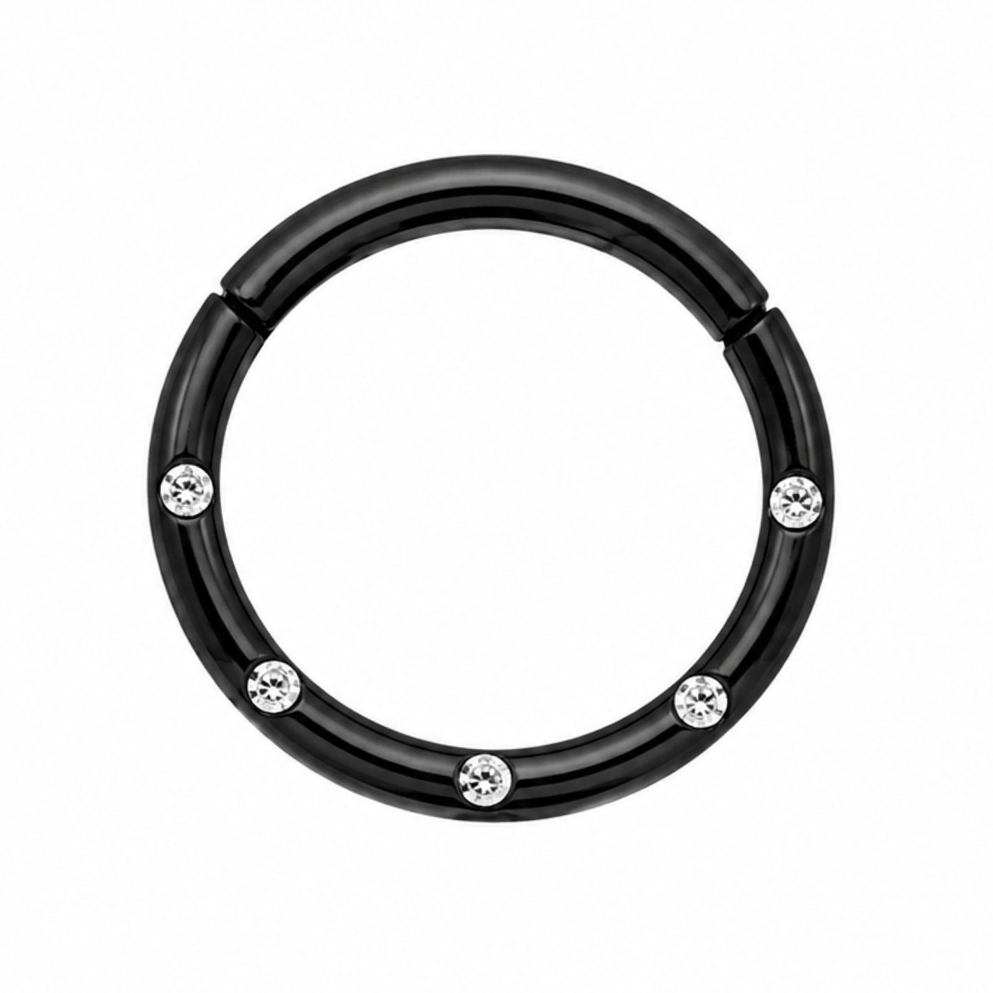 Black CZ Clicker Hoop Ring
