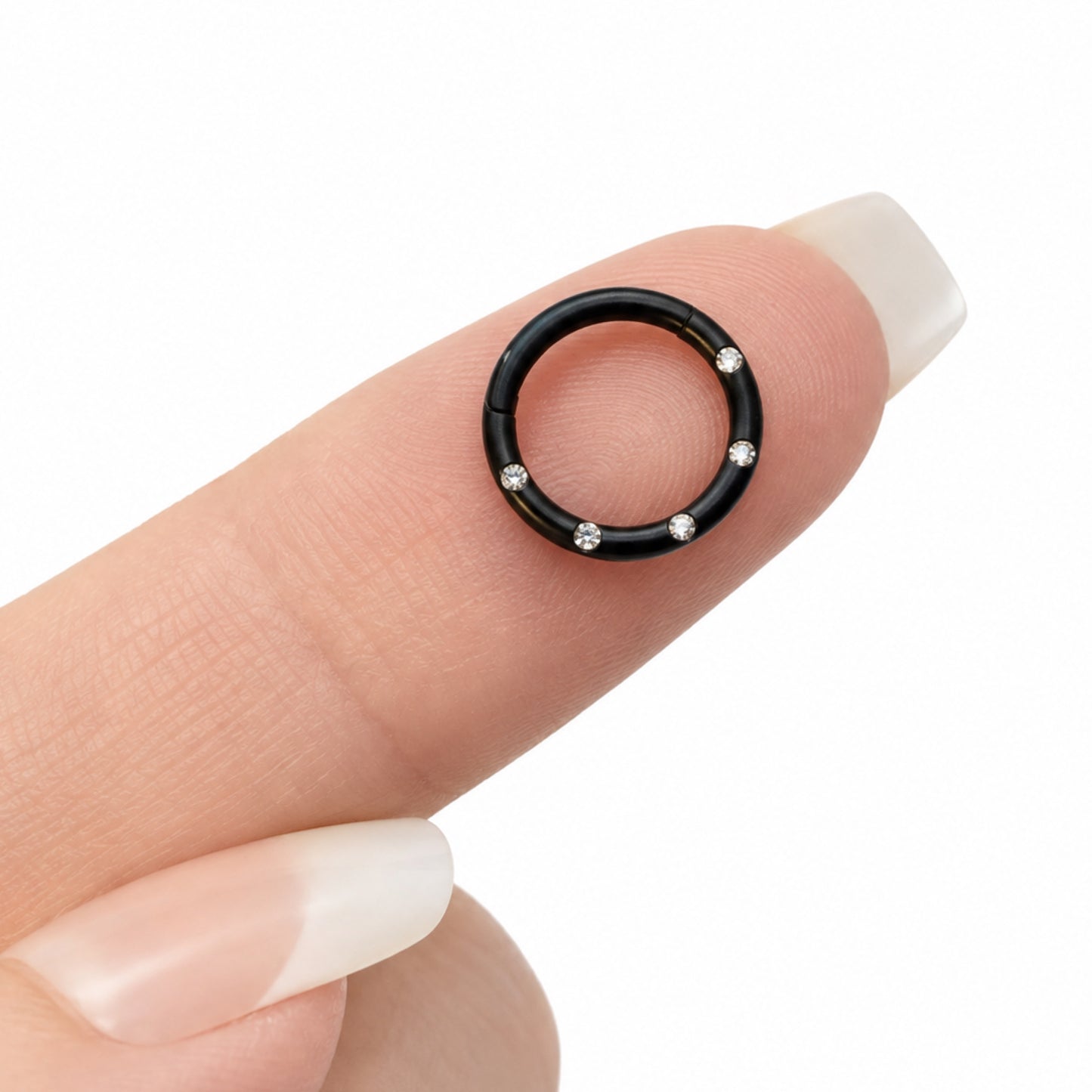 Black CZ Clicker Hoop Ring