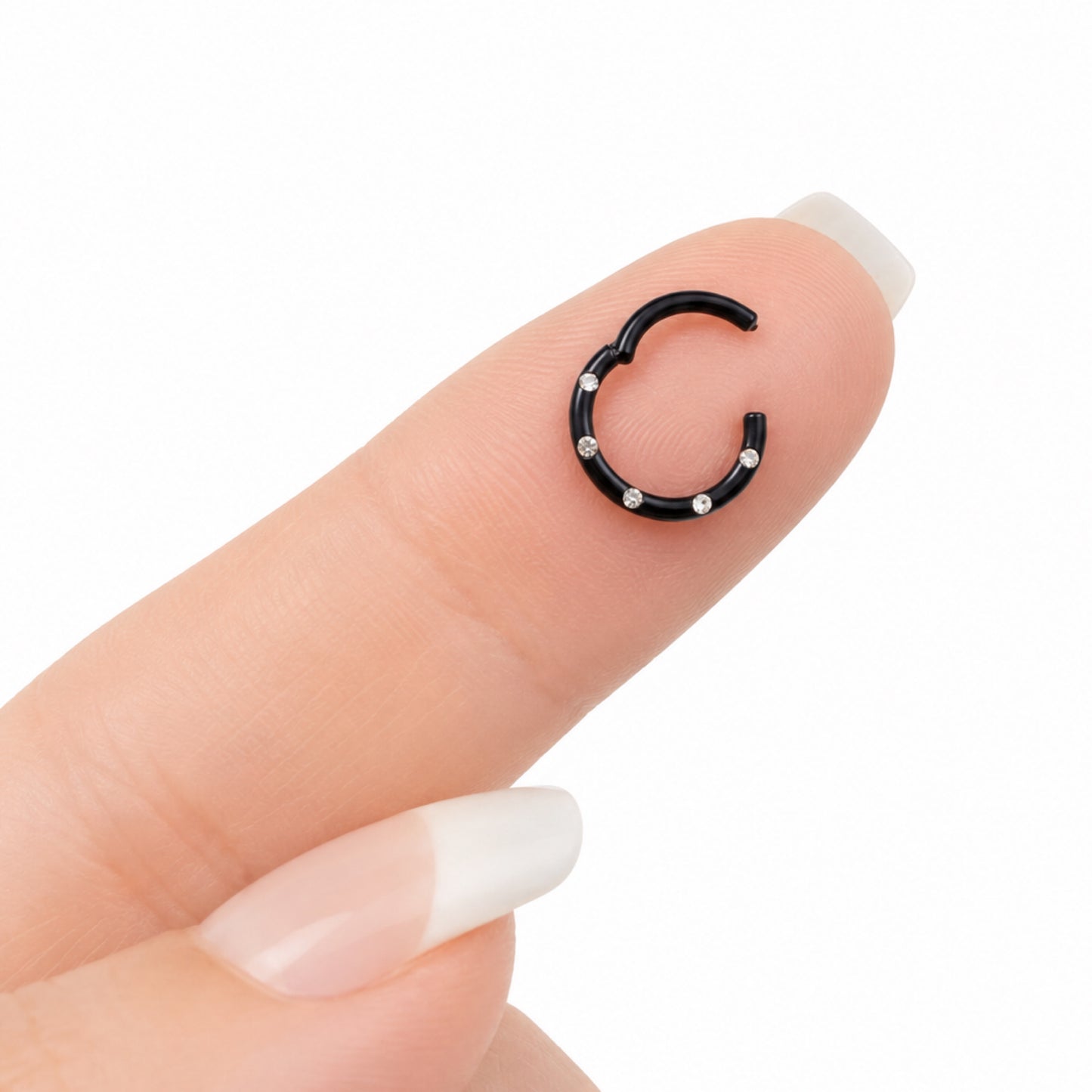 Black CZ Clicker Hoop Ring