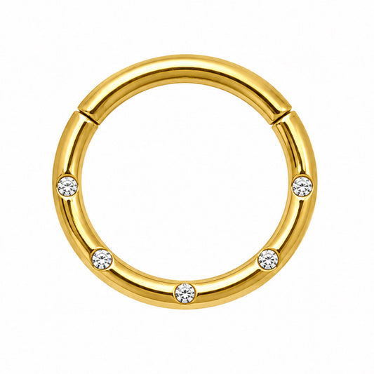 Gold CZ Clicker Hoop
