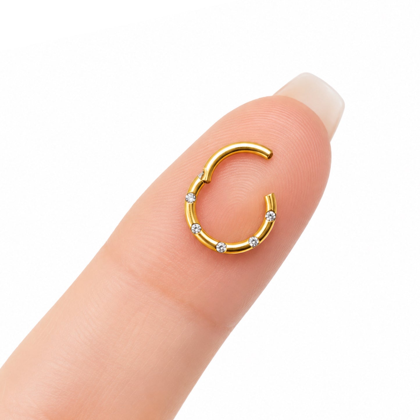 Gold CZ Clicker Hoop