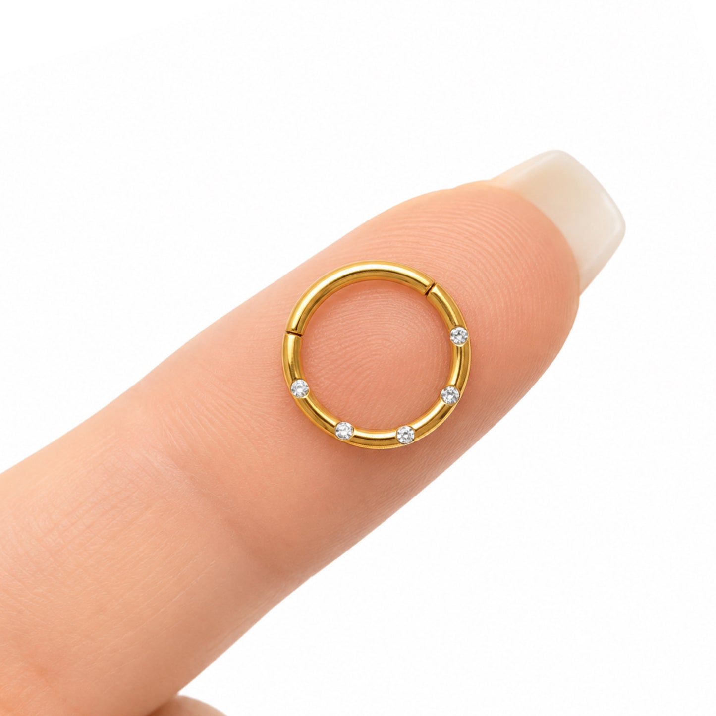 Gold CZ Clicker Hoop