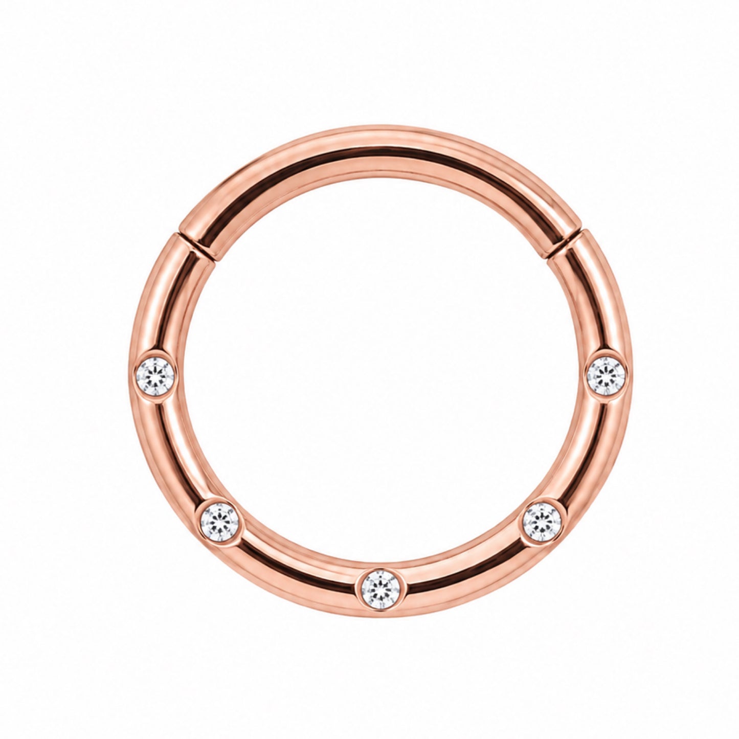Rose Gold CZ Clicker Hoop Ring