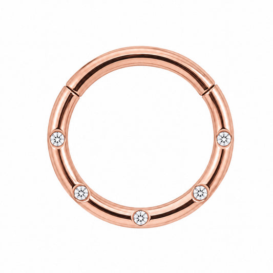 Rose Gold CZ Clicker Hoop Ring
