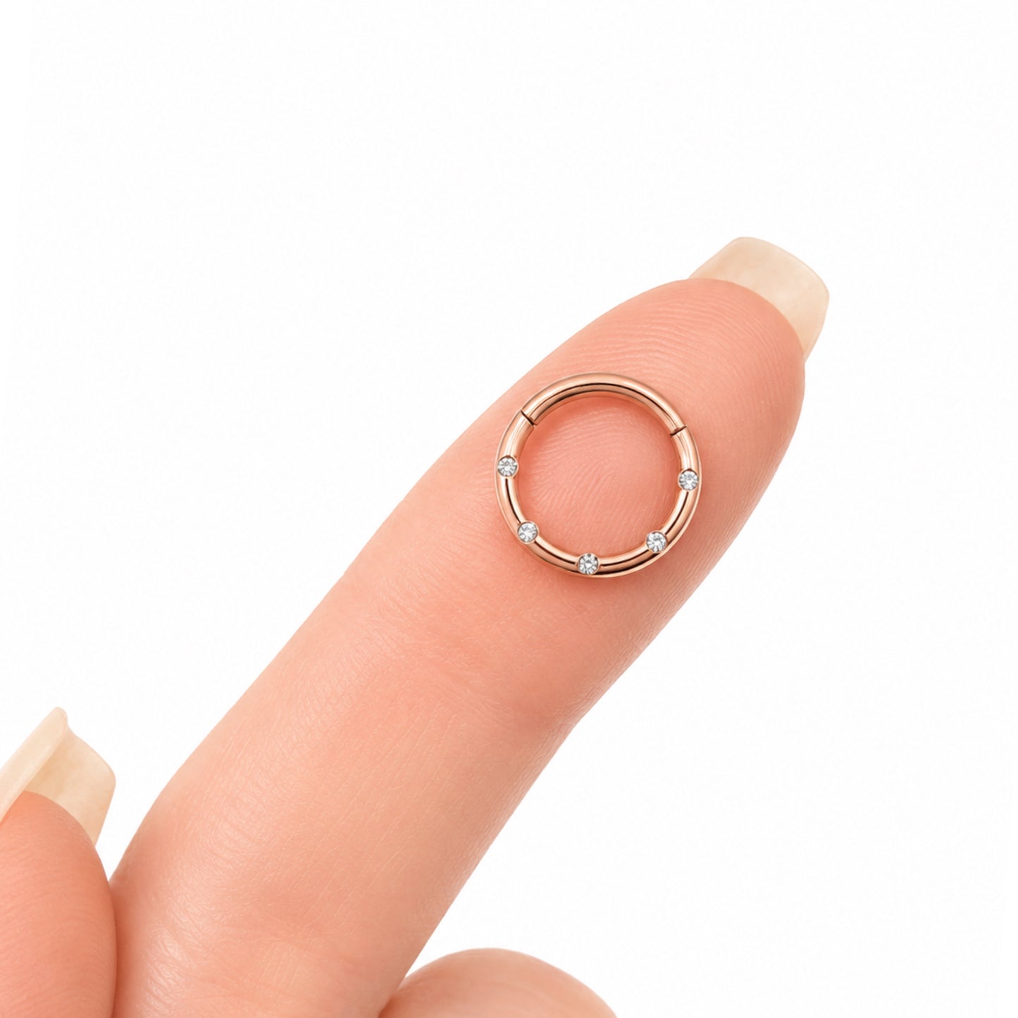 Rose Gold CZ Clicker Hoop Ring