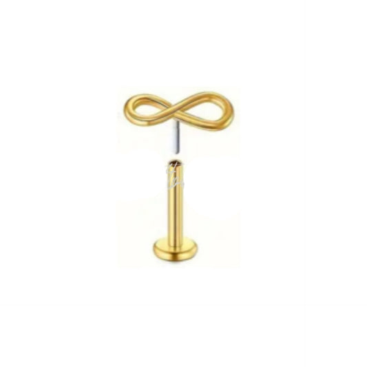 Tiny 18k Gold Infinity Threadless Stud – 16G Surgical Steel Hypoallergenic Piercing Jewelry