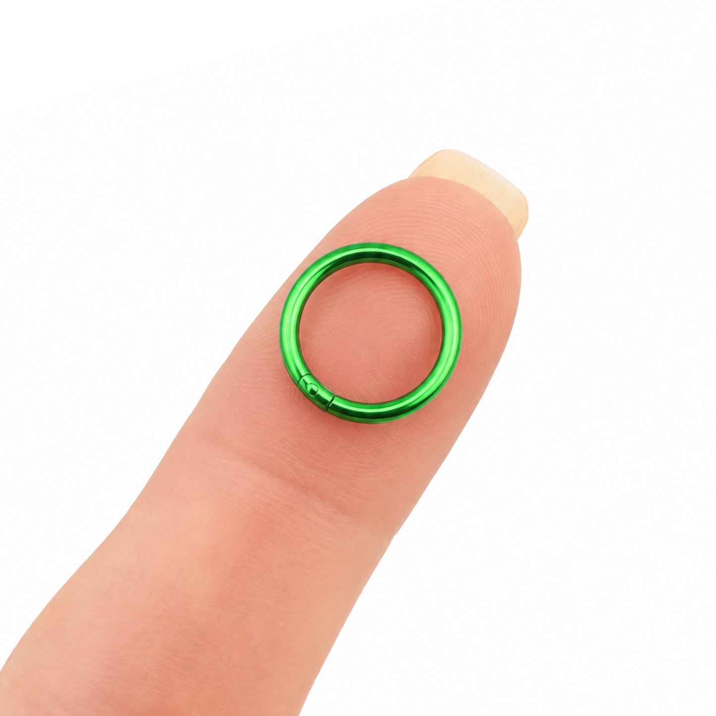 Green Hinged Clicker Hoop Ring