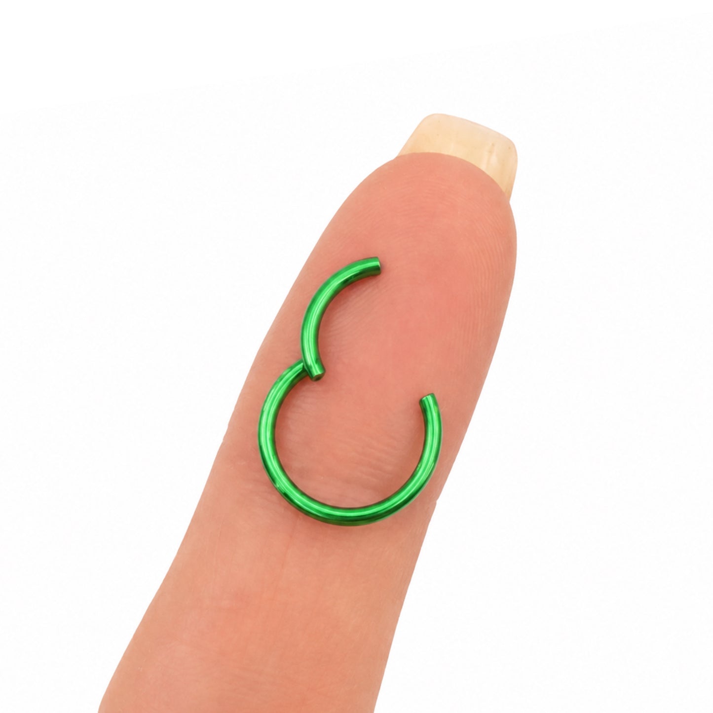 Green Hinged Clicker Hoop Ring