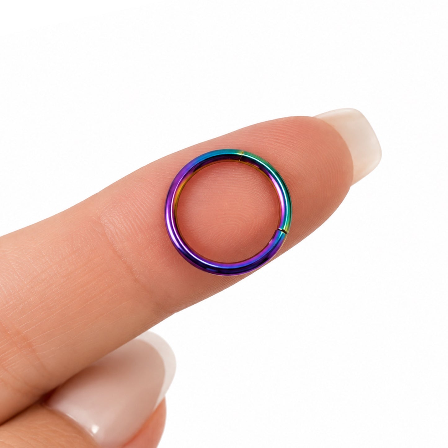 Rainbow Hinged Clicker Hoop Ring