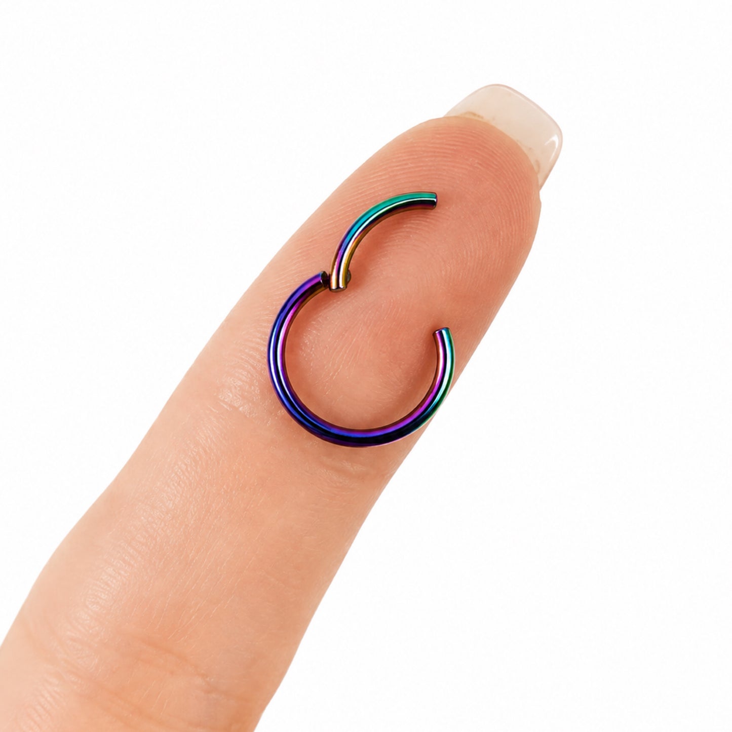Rainbow Hinged Clicker Hoop Ring