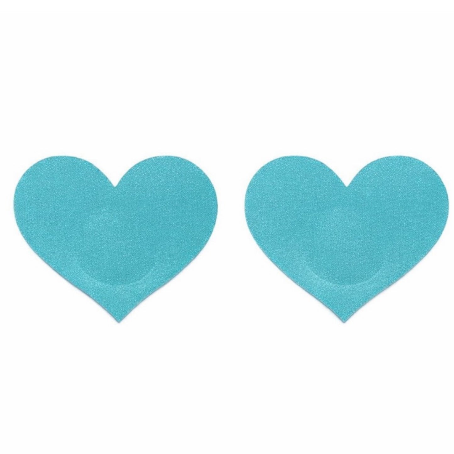 Teal Satin Heart Nipple Pasties | Smooth Adhesive Aqua Festival Rave Clubwear