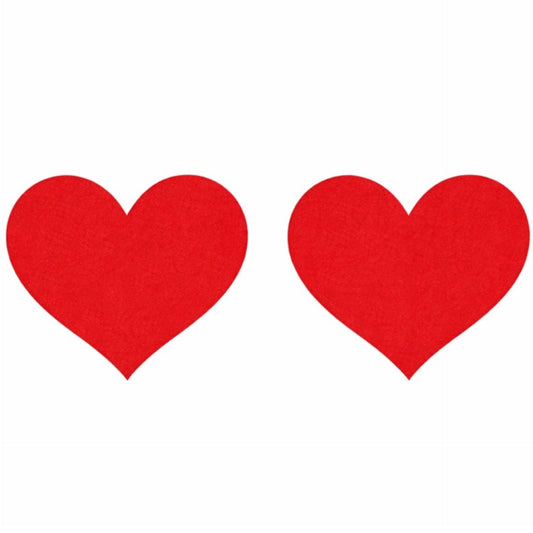 Red Satin Heart Nipple Pasties | Smooth Adhesive Festival Rave Clubwear