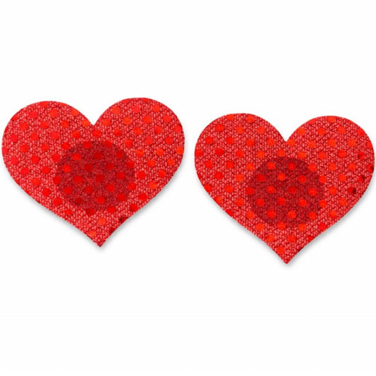 Red Lace Sequin Heart Nipple Pasties | Sparkly Adhesive | Festival Rave Clubwear