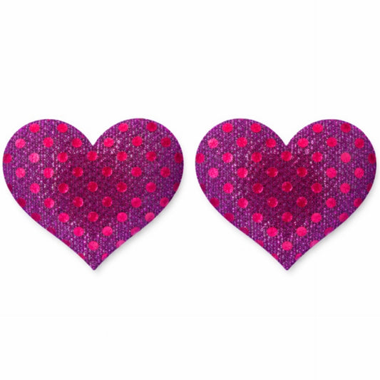 Hot Pink Lace Sequin Heart Nipple Pasties | Sparkly Adhesive Festival Rave Wear