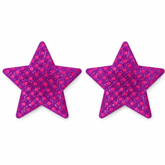 Hot Pink Lace Sequin Star Nipple Pasties | Sparkly Adhesive Festival Rave Wear