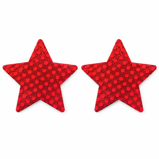Red Lace Sequin Star Nipple Pasties | Sparkly Adhesive Festival Rave Wear