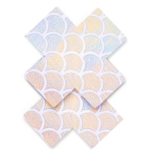 Iridescent Mermaid Scale X-Shaped Nipple Pasties | Soft Shimmer Festival Rave Wear