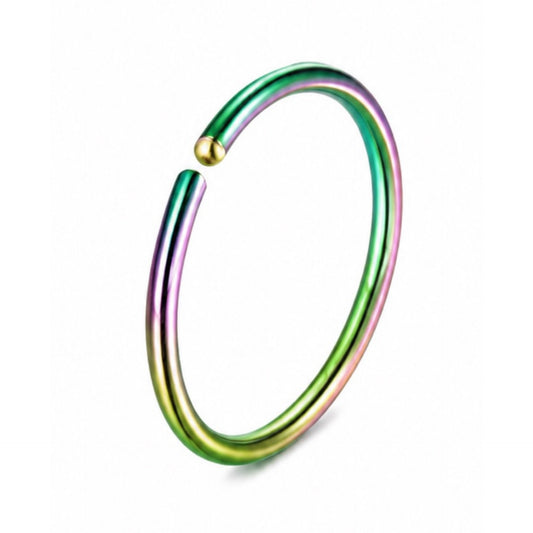 Rainbow Iridescent Fixed Hoop Nose Ring
