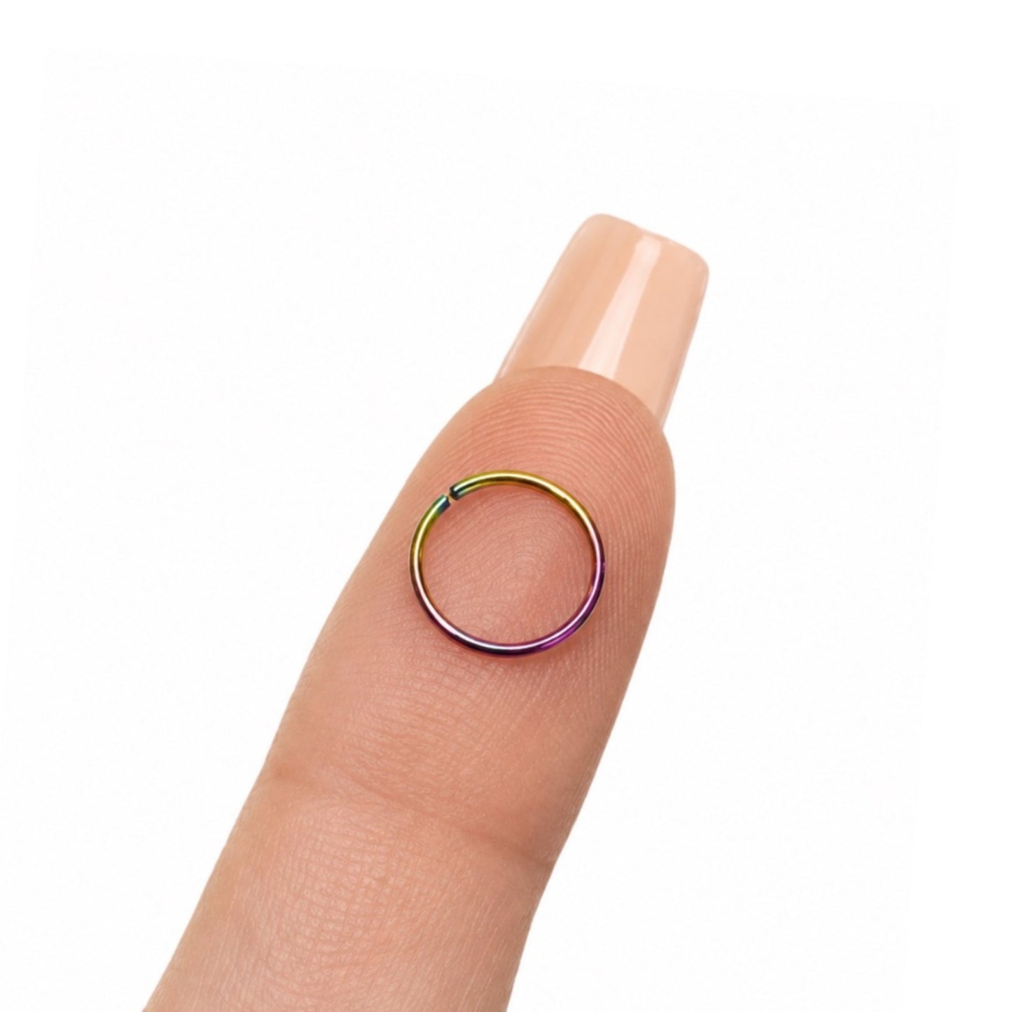 Rainbow Iridescent Fixed Hoop Nose Ring