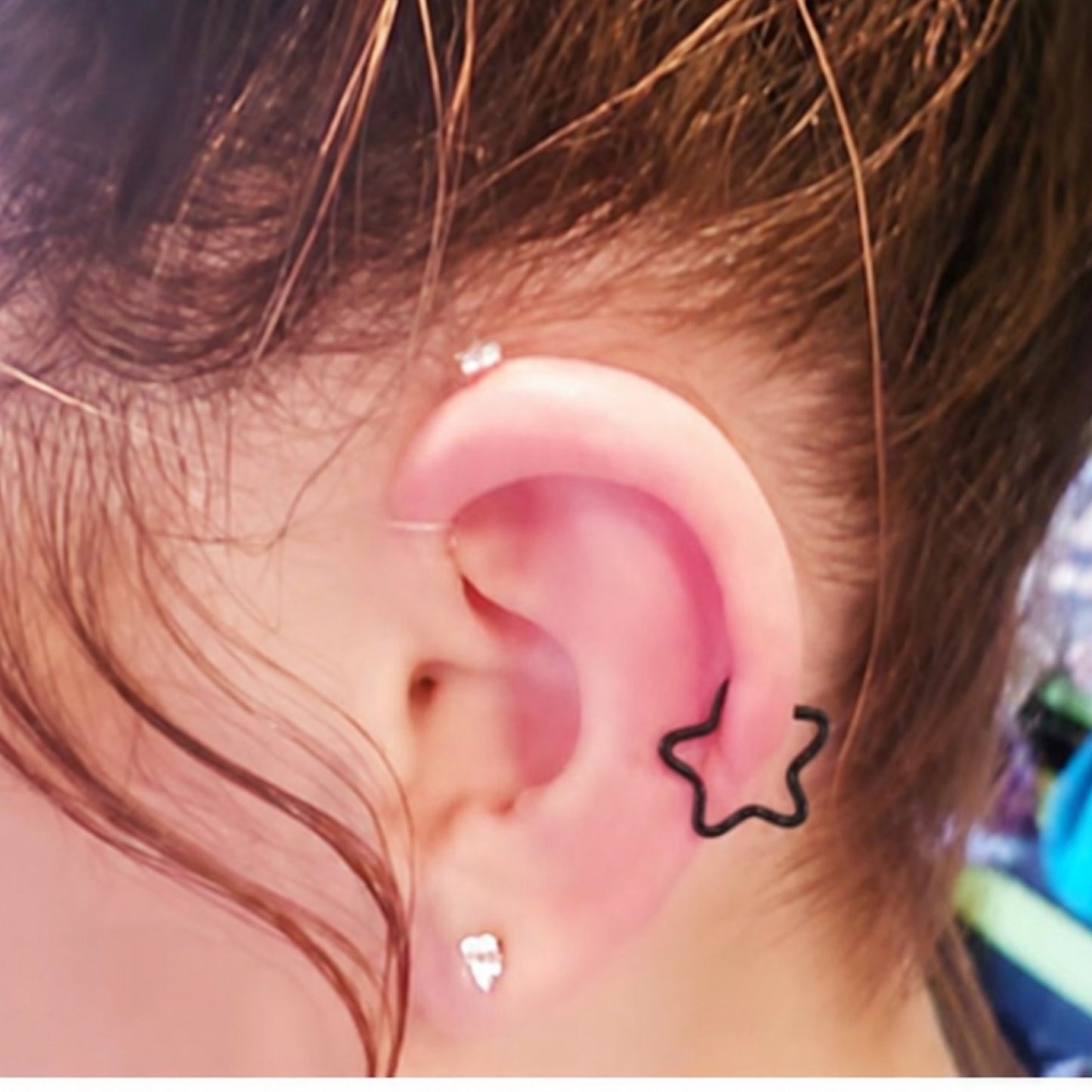 Black Star Fixed Hoop Cartilage Earring