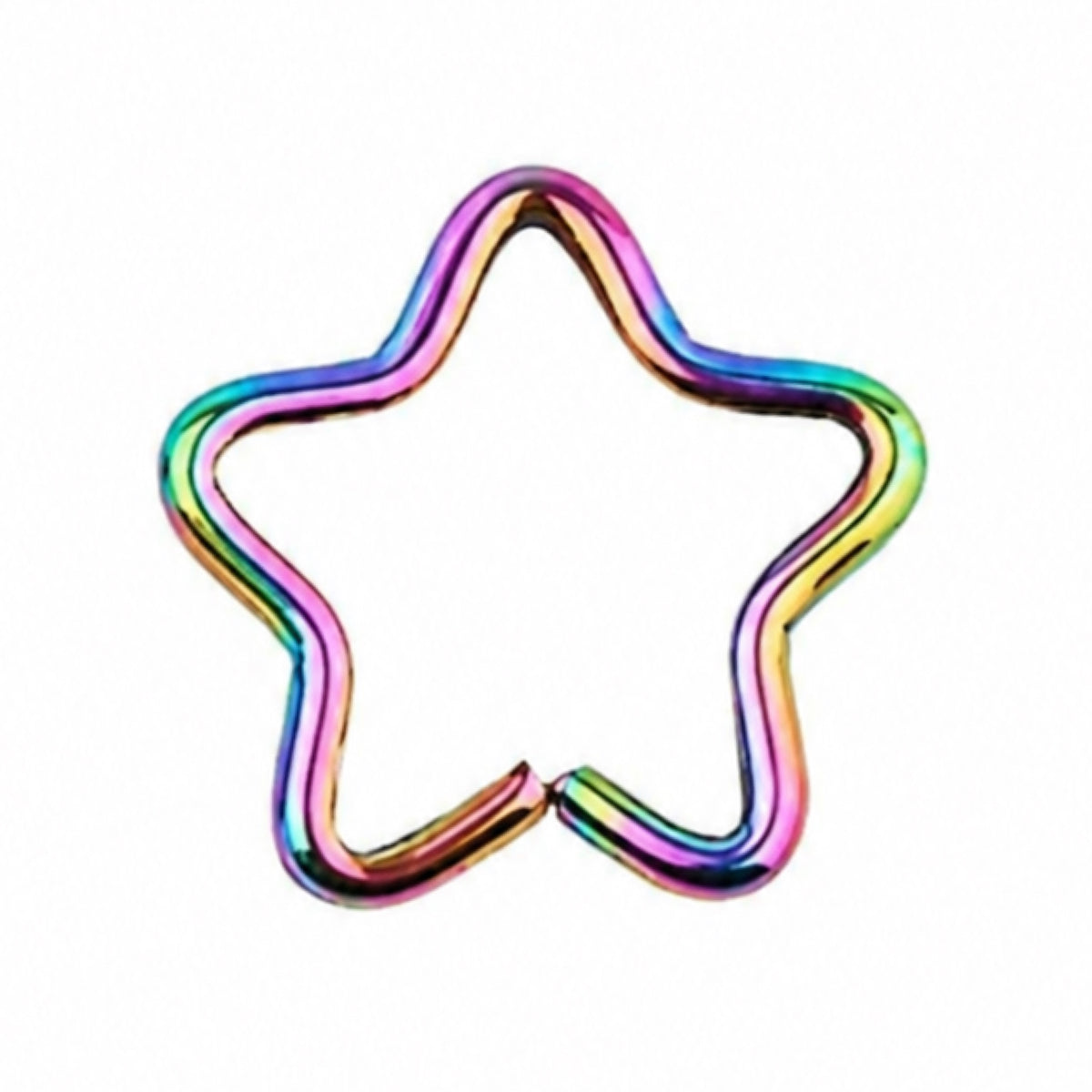 Rainbow Star Fixed Hoop Earring