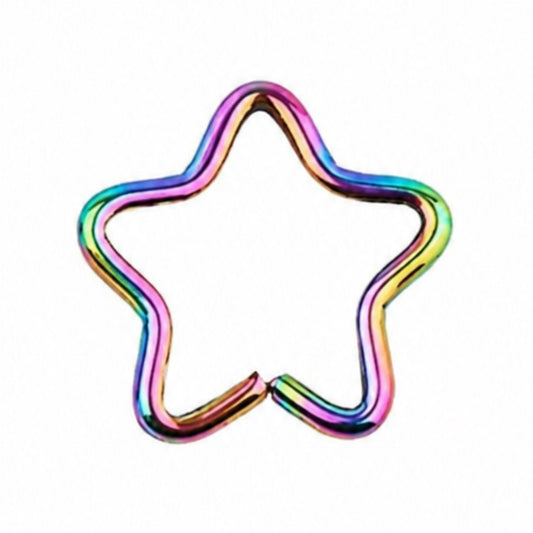 Rainbow Star Fixed Hoop Earring