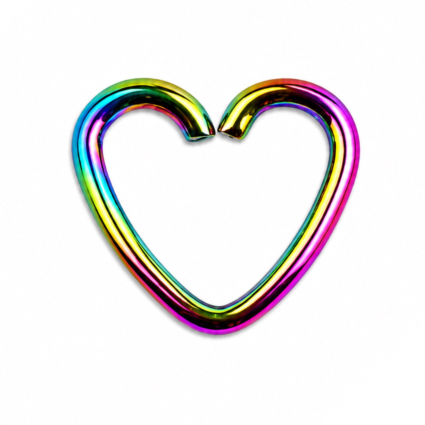 Rainbow Heart Fixed Hoop Earring
