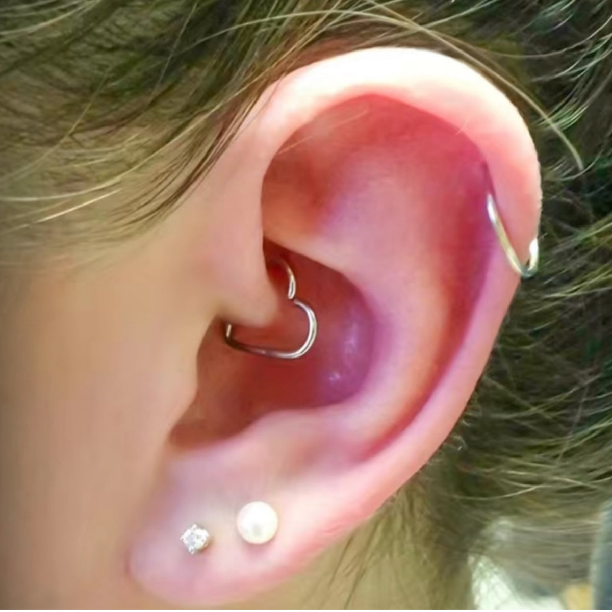 Silver Open Heart Hoop Earring
