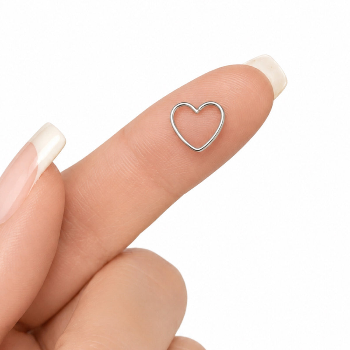 Silver Open Heart Hoop Earring