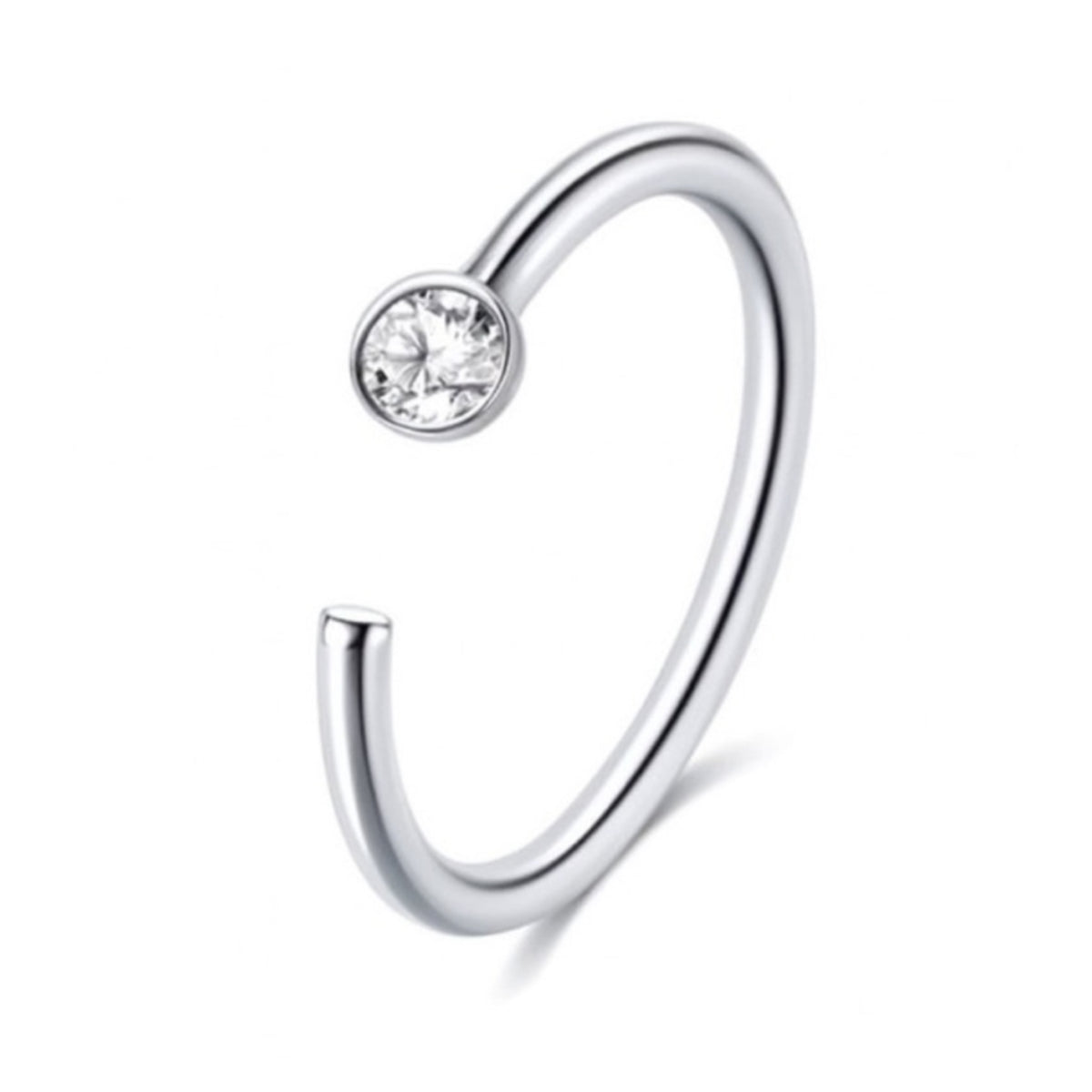 CZ Fixed Half Hoop Nose Ring