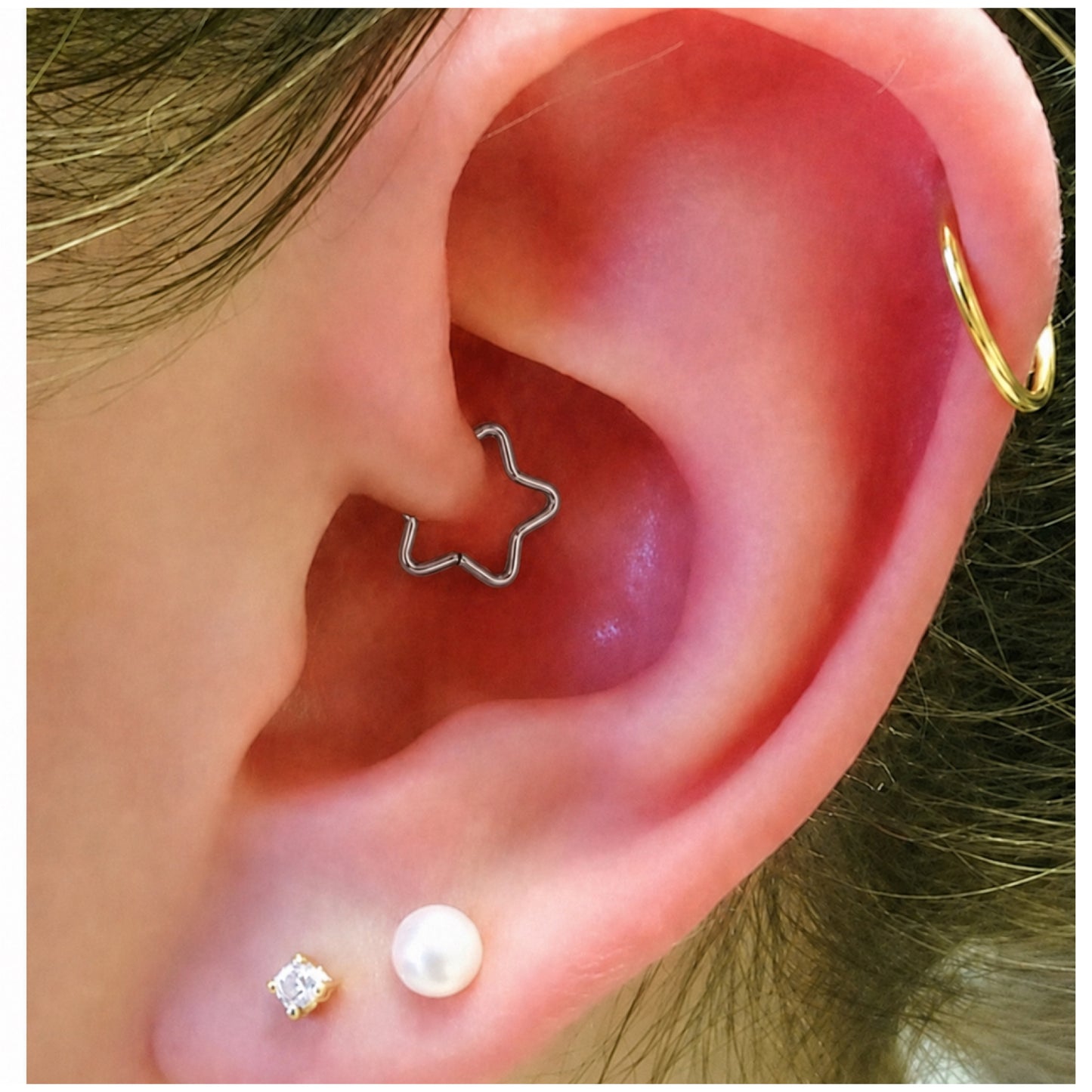 Dark Silver Star Fixed Hoop