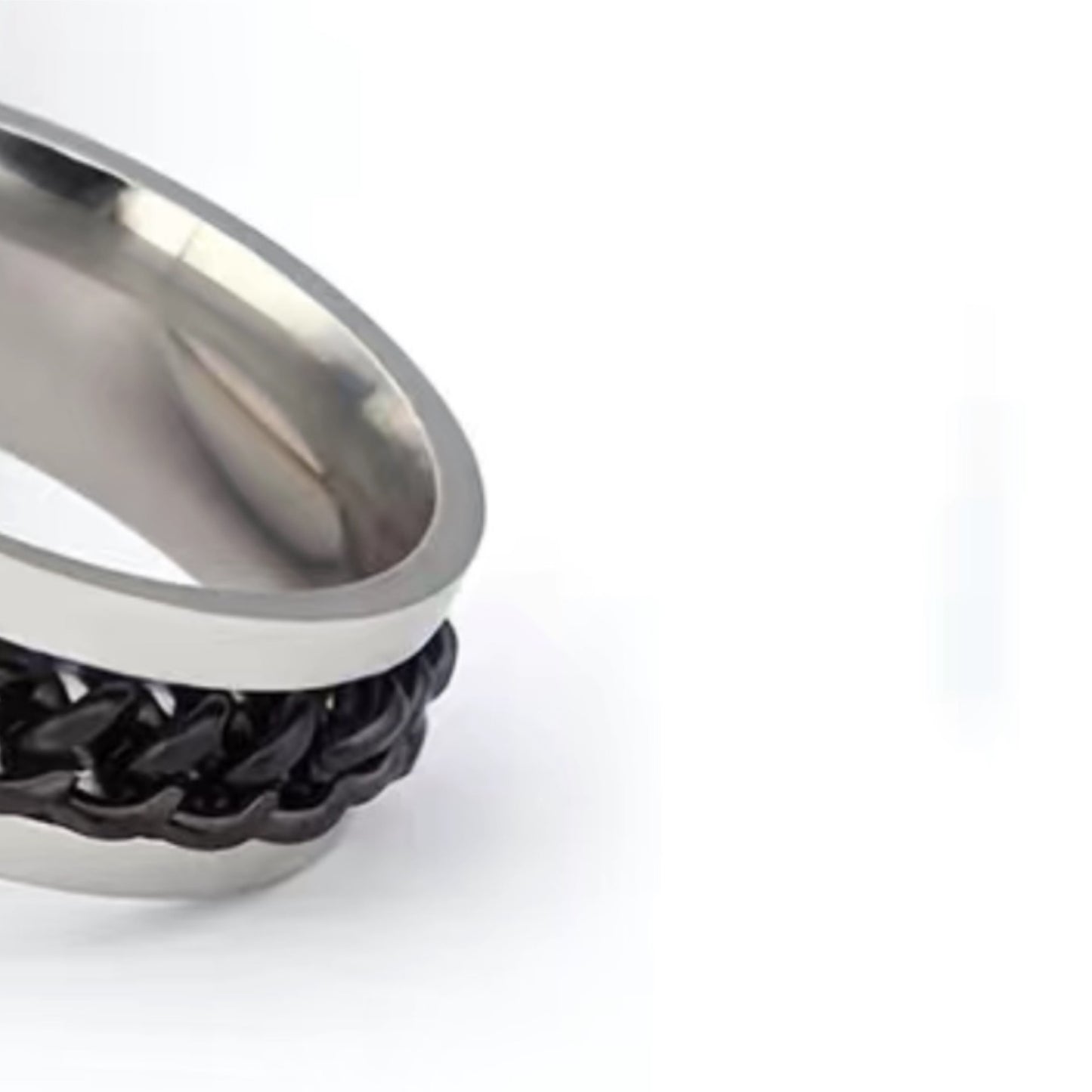 Black Chain Stainless Steel Anxiety Fidget Spinner Ring