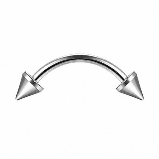 Silver Spike Curved Barbell Eyebrow Ring