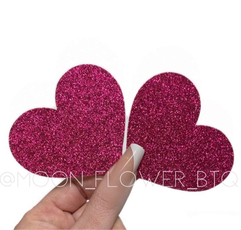 Hot Pink Sparkly Heart Pasties