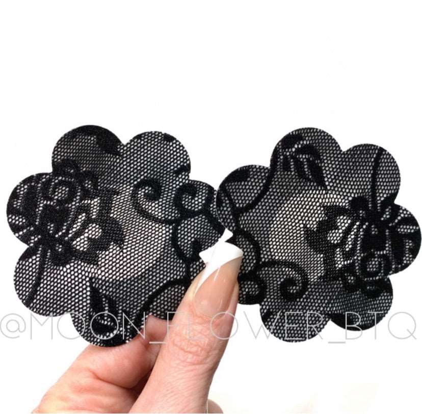 Black Lace Flower Pasties