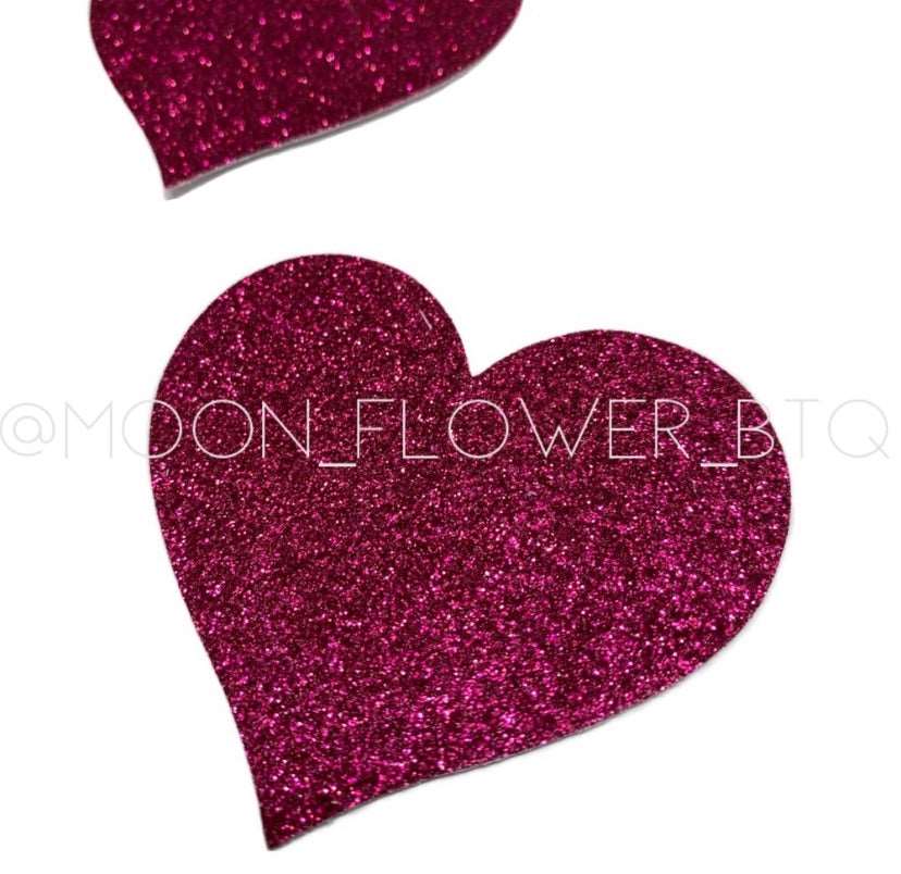 Hot Pink Sparkly Heart Pasties