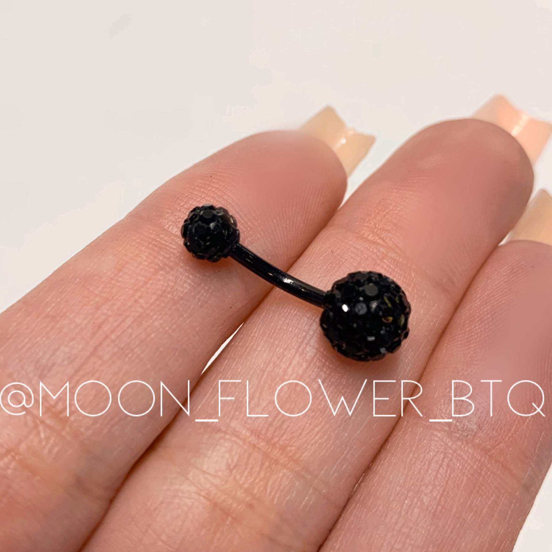 Black CZ Encrusted Navel Belly Button Ring