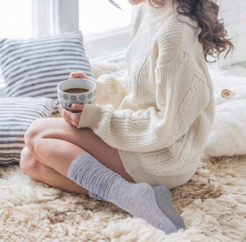 Light Gray Over the Knee Thigh High Socks