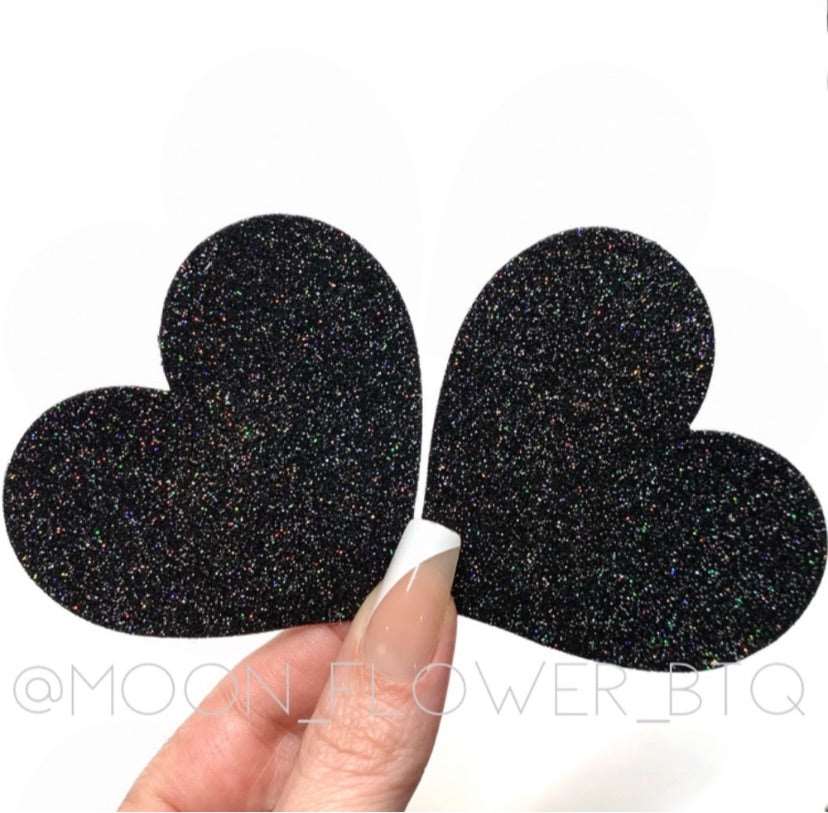 Black Sparkly Heart Pasties