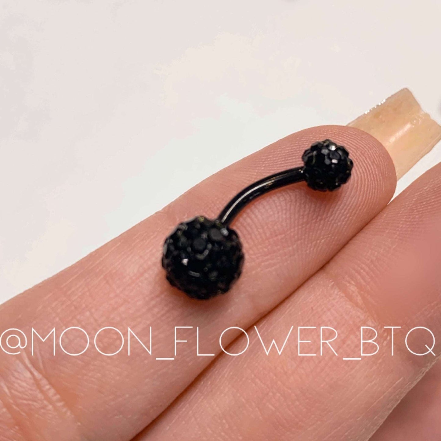 Black CZ Encrusted Navel Belly Button Ring