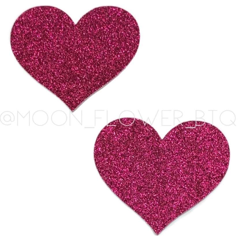 Hot Pink Sparkly Heart Pasties