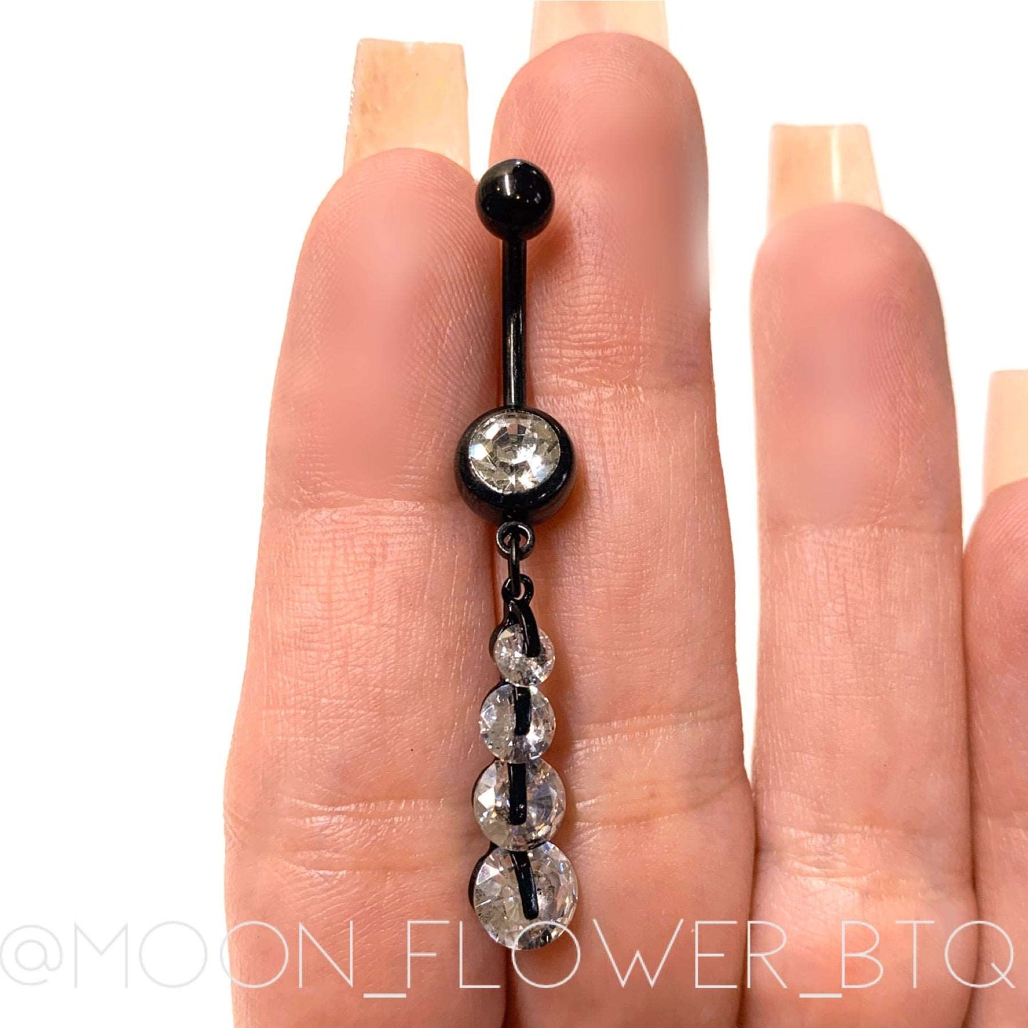 Black 5 CZ Belly Button Navel Ring