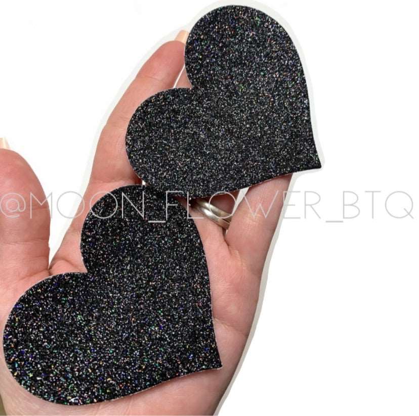 Black Sparkly Heart Pasties